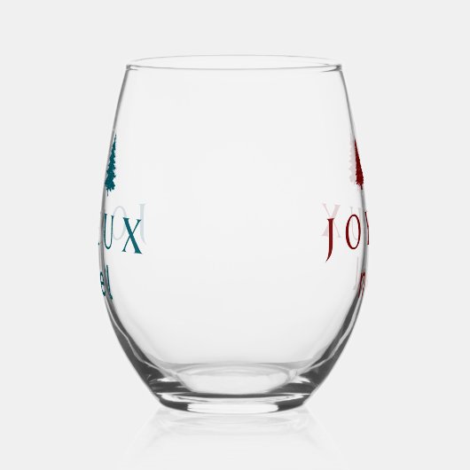 Joyeux Noel kerstontwerp met sneeuwvlokken Wijnglas Zonder Voet (Links)