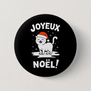 Joyeux Noël Khao Manee Witte Kat Kerstman Ronde Button 5,7 Cm