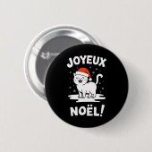 Joyeux Noël Khao Manee Witte Kat Kerstman Ronde Button 5,7 Cm (Voorkant /achterkant)