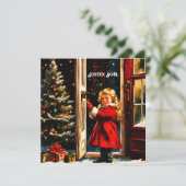 Joyeux Noël - klein meisje Feestdagenkaart (Staand voorkant)