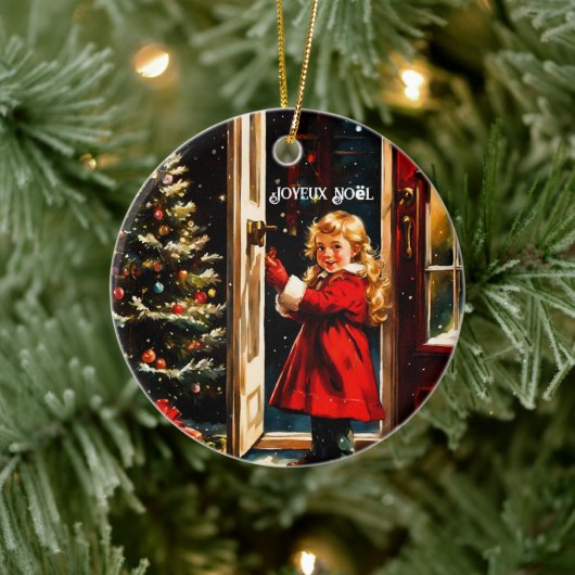 Joyeux Noël - klein meisje Keramisch Ornament (Boom)