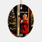 Joyeux Noël - klein meisje Keramisch Ornament (Rechts)