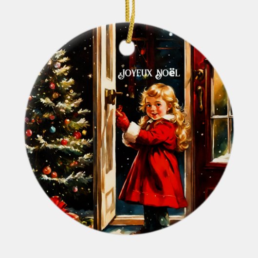 Joyeux Noël - klein meisje Keramisch Ornament (Voorkant)