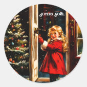 Joyeux Noël - klein meisje Ronde Sticker (Voorkant)
