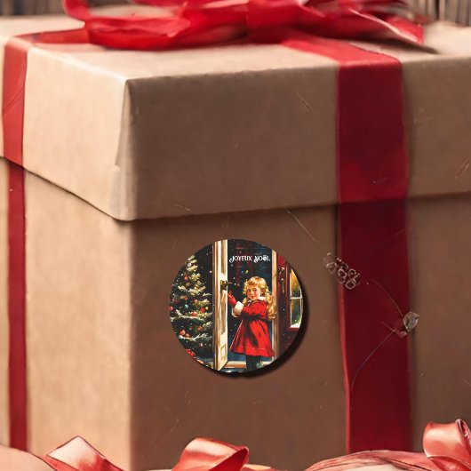 Joyeux Noël - klein meisje Ronde Sticker