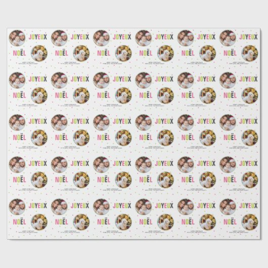 "Joyeux Noel" Kleurrijke vetgedrukte letters Cadeaupapier (Vlak)