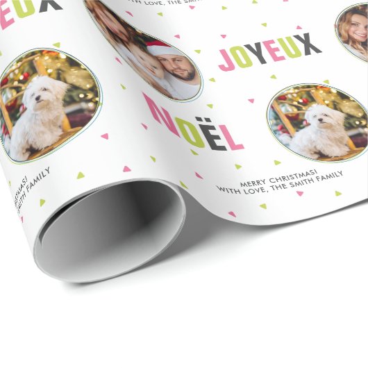 "Joyeux Noel" Kleurrijke vetgedrukte letters Cadeaupapier (Rol Hoek)