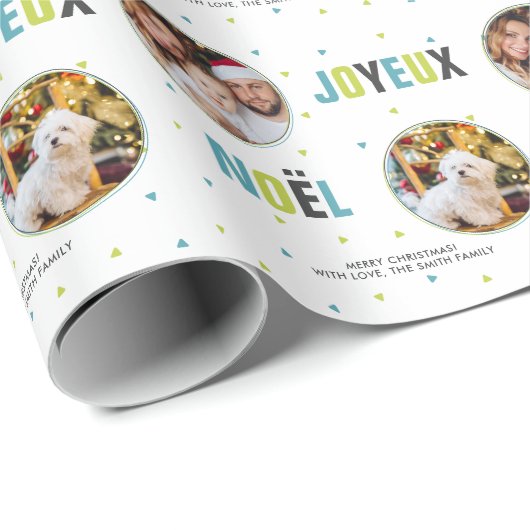 "Joyeux Noel" Kleurrijke vetgedrukte letters Cadeaupapier (Rol Hoek)