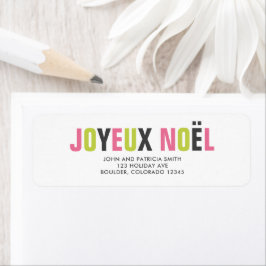 "Joyeux Noel" Kleurrijke vetgedrukte letters Etiket