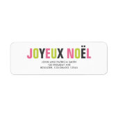 "Joyeux Noel" Kleurrijke vetgedrukte letters Etiket (Voorkant)