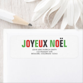 "Joyeux Noel" Kleurrijke vetgedrukte letters Etiket