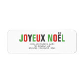 "Joyeux Noel" Kleurrijke vetgedrukte letters Etiket (Voorkant)
