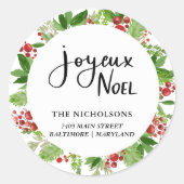 Joyeux Noel Krans Feestscript | Vakantie Ronde Sticker (Voorkant)