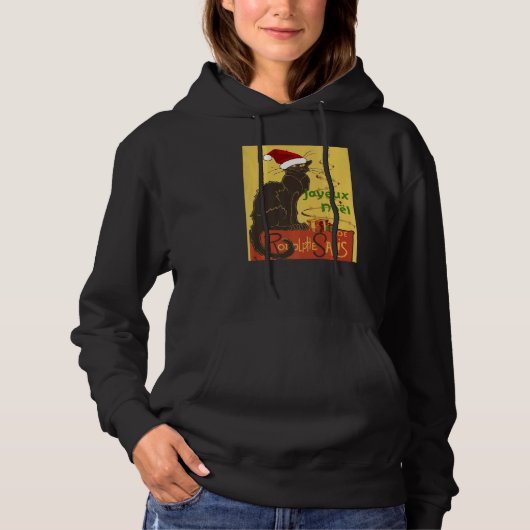 Joyeux Noel Le Chat Noir Christmas Holiday Vector Hoodie (Voorkant)