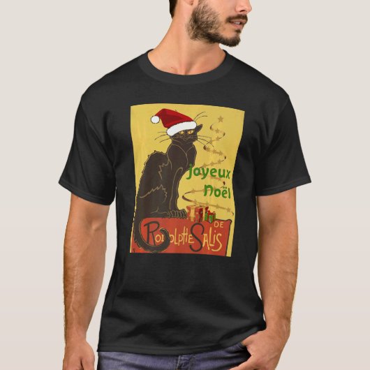 Joyeux Noel Le Chat Noir Christmas Holiday Vector T-shirt (Voorkant)