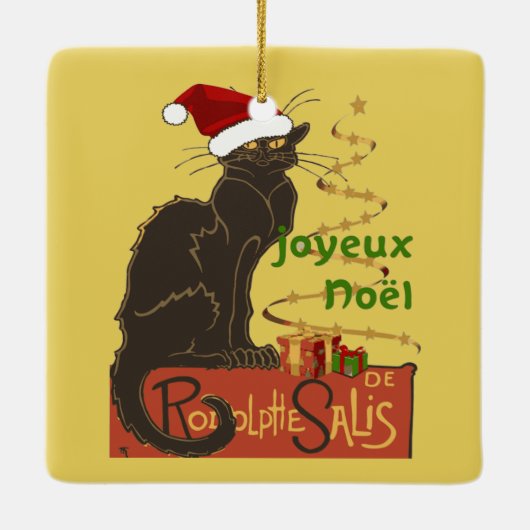 Joyeux Noel Le Chat Noir Christmas Spoof  Keramisch Ornament (Achterkant)