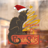 Joyeux Noel Le Chat Noir With Stylized Golden Tree Raamsticker (Vel 2)