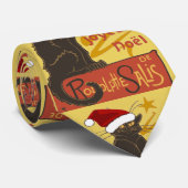 Joyeux Noel Le Chat Noir With Stylized Golden Tree Stropdas (Opgerold)