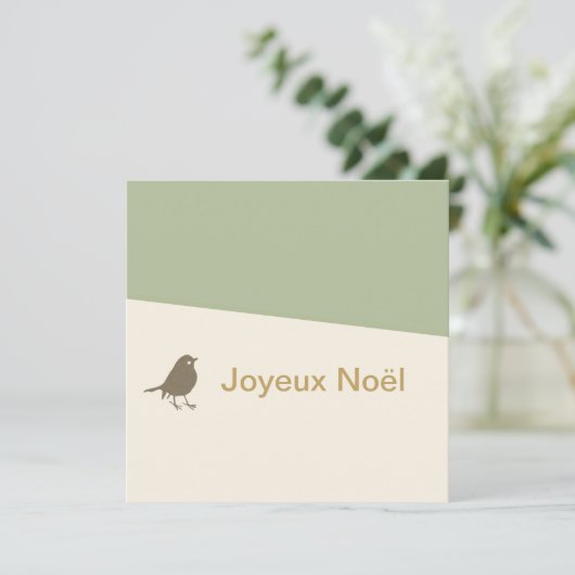 Joyeux Noel Little Bird Snow Kerstmis Feestdagenkaart (Staand voorkant)