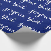 Joyeux Noel | Manuscript-feestdag | Blauw Cadeaupapier (Hoek)