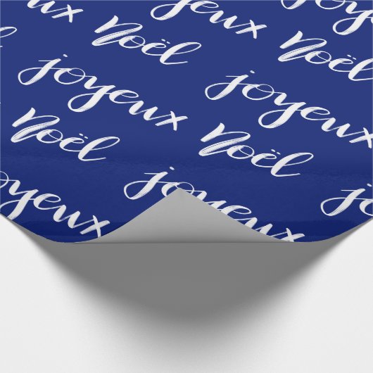 Joyeux Noel | Manuscript-feestdag | Blauw Cadeaupapier (Hoek)