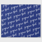 Joyeux Noel | Manuscript-feestdag | Blauw Cadeaupapier (Vlak)