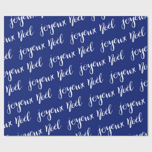 Joyeux Noel | Manuscript-feestdag | Blauw Cadeaupapier (Vlak)