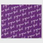 Joyeux Noel | Manuscript-feestdag | Paars Cadeaupapier (Vlak)