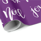 Joyeux Noel | Manuscript-feestdag | Paars Cadeaupapier (Rol Hoek)