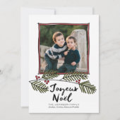 Joyeux Noel - Merry kerstfoto-filialen Feestdagenkaart (Voorkant)