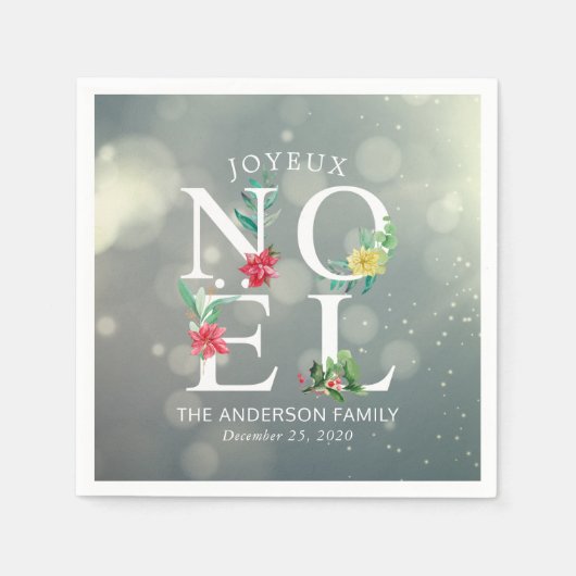 Joyeux Noel Merry KerstHappy Nieuwjaar Servet (Voorkant)