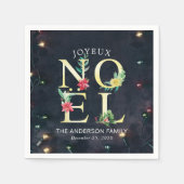 Joyeux Noel Merry KerstHappy Nieuwjaar Servet (Voorkant)