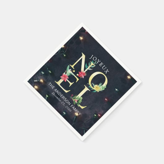 Joyeux Noel Merry KerstHappy Nieuwjaar Servet (Hoek)