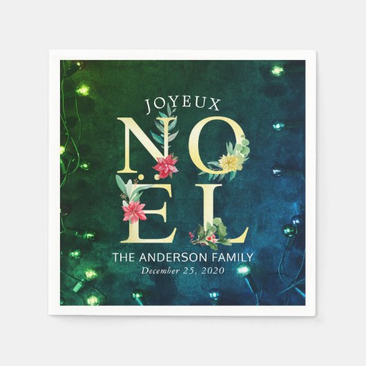 Joyeux Noel Merry KerstHappy Nieuwjaar Servet (Voorkant)
