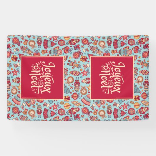 Joyeux Noel Merry Kerstmis franse volkskunst Spandoek (Horizontaal)