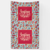 Joyeux Noel Merry Kerstmis franse volkskunst Spandoek (Verticaal)