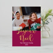 Joyeux noël Merry Kerstmis in het Frans , elegant Folie Feestdagenkaart (Staand Voorkant)