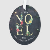 Joyeux Noel Merry Kerstmis Poinsettia Foto Decor Ornament (voorkant)