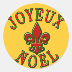 Joyeux Noel met Fleur de Lis Holiday Kaarten Ronde Sticker