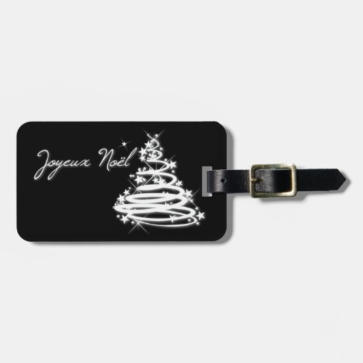 Joyeux Noël met kerstboom Bagagelabel (Voorkant horizontaal)