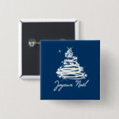 Joyeux Noël met kerstboom Vierkante Button 5,1 Cm (Voorkant /achterkant)