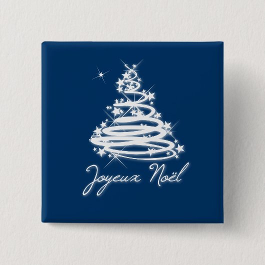 Joyeux Noël met kerstboom Vierkante Button 5,1 Cm (Voorkant)