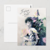Joyeux Noël met meisje en pop Briefkaart (Voorkant / Achterkant)