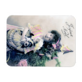 Joyeux Noël met meisje en pop Magneet (Horizontaal)