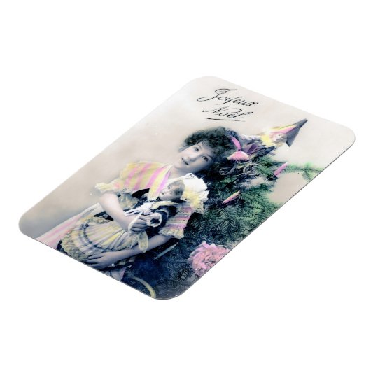  Joyeux Noël met meisje en pop Magneet (Linkerzijde)