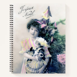 Joyeux Noël met meisje en pop Notitieboek