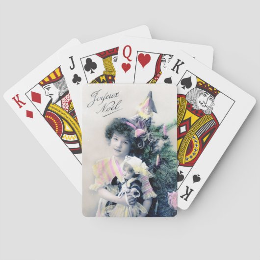 Joyeux Noël met meisje en pop Pokerkaarten (Achterkant)
