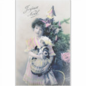  Joyeux Noël met meisje en pop Sticker (Voorkant)