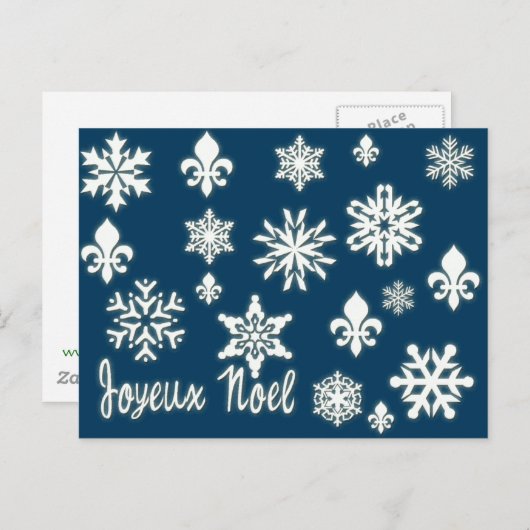 Joyeux Noel met Snowflakes Kaarten, Briefkaarten (Voorkant / Achterkant)