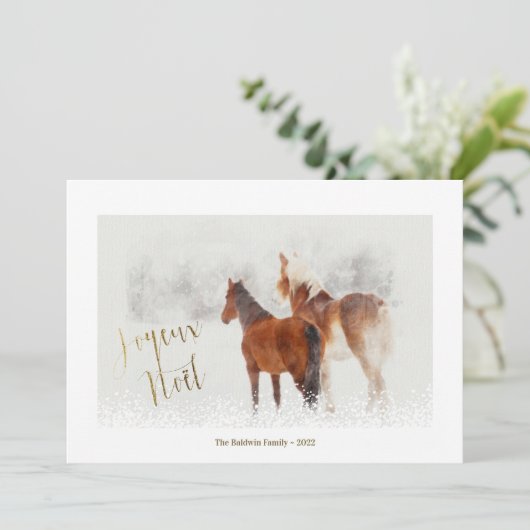 Joyeux Noel Minimale kerstfeestdag Foto-kaart (Staand voorkant)